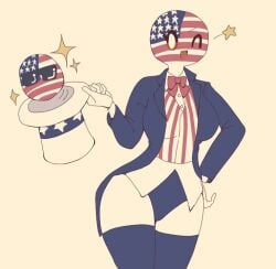 4th_of_july cocomooooochi countryhumans countryhumans_girl curvy_female female half-dressed half_naked hat tagme united_states_of_america_(countryhumans)