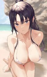 1girls beach bikini hiiragi_yuuichi looking_at_viewer