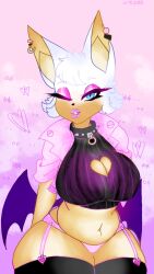 anthro anthrofied bat_wings big_ass big_breasts big_butt female furry girl humanoid pink_background rouge_the_bat rouge_the_bat_(cosplay) rouge_the_bat_(heroes) sonic_(series) velveteedie white_hair