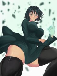 1girls absurd_res ass big_breasts boots breasts busty butt clothed clothing covered_navel curvaceous curvy curvy_body curvy_female curvy_figure dark_green_hair dark_hair dress esper eye_contact eyelashes female female_only front_view fubuki_(one-punch_man) green_dress green_eyes green_hair heroine highres hips large_breasts leg_lift leg_up legs light-skinned_female light_skin lips lipstick looking_at_viewer low-angle_view medium_hair one-punch_man opalisart pink_lips pink_lipstick pose psychic rocks seductive seductive_eyes seductive_mouth seductive_smile short_hair skirt skirt_lift skirt_up slim slim_waist stockings teasing telekinesis thick thick_legs thick_thighs thigh_squish thighs thin_waist tight_clothes underboob upskirt waist wide_hips