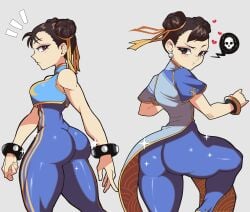 1girls 2d absurd_res absurdres accessory asian asian_female ass ass_focus bare_shoulders big_ass big_butt blush blush_lines bodysuit bracelet bracelets breasts brown_eyes brown_hair bubble_butt capcom chinese_clothes chun-li curvy double_bun eyeshadow fat_ass female female_focus female_only hair_bun hi_res high_resolution highres jewelry large_ass light-skinned_female light_skin makeup medium_breasts mg99 sideboob simple_background solo street_fighter street_fighter_6 tagme thick_ass thick_thighs thighs voluptuous