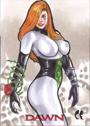 1girls chris_foulkes cry_for_dawn curvaceous curvy curvy_body curvy_female curvy_figure dawn_(comics) female female_only hourglass_figure light-skinned_female light_skin mascara mascara_tears red_hair sirius_entertainment skull_print solo solo_female tagme voluptuous