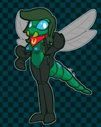 2022 2_fingers 4_arms anthro arthropod bandana black_body black_exoskeleton blue_nipples blue_pussy blue_sclera breasts dragonfly dragonfly_ulti exoskeleton female fingers genitals green_body green_exoskeleton green_hair green_sclera grey_wings hair hand_on_hip insect_wings insects kerchief multi_arm multi_limb nipples pussy red_bandanna red_kerchief small_breasts solo standing ulti_(ultilix) ultilix white_eyes wings yellow_bandanna yellow_kerchief