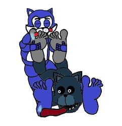 animatronic candy_(fnac) domestic_cat five_nights_at_candy's foot_fetish foot_lick male male/male old_candy_(fnac) tongue