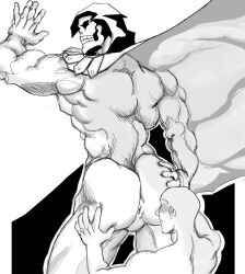 2boys artist_request ass bara from_behind gay looking_at_another looking_back male/male muscular muscular_male nude presenting_ass skeletor tagme