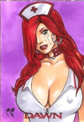 1girls chris_foulkes cry_for_dawn curvaceous curvy curvy_body curvy_female curvy_figure dawn_(comics) female female_only hourglass_figure light-skinned_female light_skin nurse nurse_uniform red_hair sirius_entertainment solo solo_female tagme voluptuous