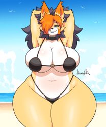 anthro armpits big_breasts boggle breasts cleavage clothing female fur furry furry_only hi_res huge_breasts jhenightfox julie_(jhenightfox) large_breasts original original_character tagme thick_thighs thunder_thighs wide_hips