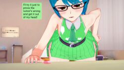 1boy 3d bubble_butt comic comic_page emotioncreator femboy gideonlover gigantic_ass glasses green_eyes green_hair huge_ass huge_butt hyper_ass illusion_soft infirmary male male_only solo trap