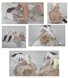 1boy 1boy1girl 1girls areolae ass bed bed_sheet blonde_hair blowjob blue_eyes blush breast_grab breasts closed_eyes comic completely_nude cookie_run cowgirl_position cunnilingus dark_enchantress_cookie duo eating_pussy eyes_closed face_down_ass_up face_fucking fellatio female fondling fondling_breast grabbing_horns hair hand_on_head horn horns human humanized implied_cunnilingus implied_fellatio kissing long_hair looking_at_another male muscular muscular_male nipples noxymlp nude on_bed one_eye_closed oral oral_sex penis pillow pure_vanilla_cookie red_eyes sex short_hair straight tagme tan_body tan_skin vaginal vaginal_penetration vaginal_sex white_hair white_lily_cookie