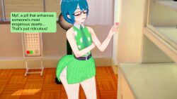 1boy 3d bubble_butt comic comic_page emotioncreator femboy gideonlover gigantic_ass glasses green_eyes green_hair huge_ass huge_butt hyper_ass illusion_soft infirmary male male_only solo trap