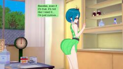 1boy 3d bubble_butt comic comic_page emotioncreator femboy gideonlover gigantic_ass glasses green_eyes green_hair huge_ass huge_butt hyper_ass illusion_soft infirmary male male_only solo trap