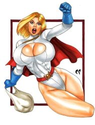 1girls big_breasts blonde_hair blue_eyes boob_window chris_foulkes dc dc_comics kara_zor-l karen_starr kryptonian power_girl superheroine superman_(series)