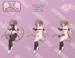 1futa 1girls 2022 adoptable animal_ears areolae atelier_sol_aer balls bar_censor breasts cat_ears cat_tail catgirl censored censored_breasts character_sheet clothed clothing cup_size dialogue english_text erection female full_body fully_clothed futanari humanoid humanoid_penis intersex kemonomimi knife mask medium_breasts ninja nipples nude pale_skin partially_retracted_foreskin penis self_upload text uncut veil xenxia ych