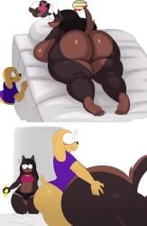 anthro ass bed bed_sheet big_ass big_breasts big_butt butt caught dog domestic_dog dreaming feet female femboy forced fur furry huge_ass huge_butt laverne_(sssonic2) lucas_(sssonic2) male rape sex size_difference sleep_molestation sleep_sex sleeping soles sssonic2 thought_bubble toes