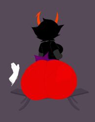 1girls 2022 ass big_ass black_hair breasts bubble_butt clothing disembodied_hand facing_away fat_ass grey_background homestuck horns kanaya_maryam ms_paint_adventures pineapalooza short_hair sitting troll