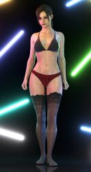 1girls 3d bra breasts claire_redfield female female_only fgnilin light-skinned_female panties resident_evil resident_evil_2 resident_evil_2_remake shiny_skin solo thong