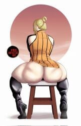 2022 ass athletic athletic_female big_ass blonde_hair boots bubble_butt cameltoe dress dress_lift exposed_ass female female_focus female_only final_fantasy final_fantasy_viii full_body hourglass_figure long_hair pinup pinup_pose pose posing quistis_trepe rear_view sitting sitting_on_chair spread_legs tagme teacher thong tied_hair virus_infected_art wide_hips