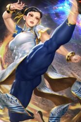 1girls big_breasts breasts cameltoe capcom chun-li female female_only large_breasts muscles muscular muscular_female neoartcore solo street_fighter street_fighter_6 thick_thighs tight_pants tights