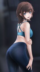 1girls ass back big_ass big_butt character_request ear fangs female femsub gym_uniform large_ass leggings male_pov ompf pantylines solo tight_clothing workout_clothes yoga_pants