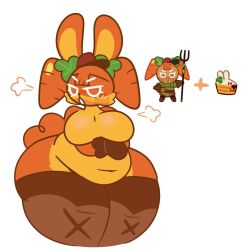 1girls animal anthro arms_crossed belly big_belly big_breasts breasts bunny bunny_ears bunny_tail carrot carrot_cookie chubby cookie_run crossed_arms curves curvy curvy_body curvy_female curvy_figure curvy_hips embarrassed enormous_ass enormous_thighs featureless_breasts female female_only flowsynchronomy fur furrification furry hat huge_thighs looking_away massive_thighs mostly_nude navel no_nipples orange_eyes orange_fur overweight overweight_female plus_size round_ass sexually_suggestive simple_background solo thick thick_legs thick_thighs thighhighs white_background wide_hips wide_thighs