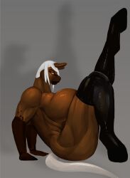 anthro equid equine female keeltheequine mammal nude solo white_hair yellow_eyes