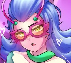 6yoshi9 belle_(brawl_stars) blue_hair brawl_stars ivy_belle pink_glasses