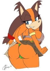 akatsukishiranui-fox anthro ass badger dat_ass furry looking_back sega sonic_(series) sonic_boom sonic_the_hedgehog_(series) sticks_the_badger sticks_the_jungle_badger tagme thick_thighs thong