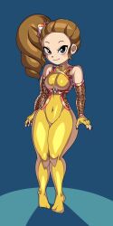 black_eyes breasts brown_hair captain_kirb clothing female female_only fujimoto_mai hips kunoichi leopard_print looking_at_viewer mai_fujimoto ninja small_breasts smile solo thick_thighs wide_captain_kirb wide_hips yo-kai_watch