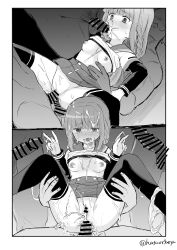 1girls 3boys anal bar_censor black_legwear braid censored cum cum_in_ass cum_in_mouth cum_in_pussy double_penetration facial fellatio magia_record:_mahou_shoujo_madoka_magica_gaiden mahou_shoujo_madoka_magica monochrome panties panties_around_leg penis pussy small_breasts tamaki_iroha thighhighs triple_penetration vaginal_penetration