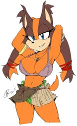 akatsukishiranui-fox anthro badger breasts cleavage furry large_breasts sega sonic_(series) sonic_boom sonic_the_hedgehog_(series) sticks_the_badger sticks_the_jungle_badger tagme