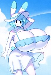 1girls angstrom anthro big_breasts breasts cleavage clothing dress female female_only hat huge_breasts hyper hyper_breasts lagomorph large_breasts looking_at_viewer mob_face molly_(angstrom) rabbit small_ass solo summer_dress sundress top_heavy