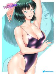 arm_behind_head arm_up armpits artist_name bangs bare_shoulders big_breasts bikini bob_cut breasts busty cleavage covered_navel covered_nipples covered_pussy curvaceous curvy curvy_body curvy_female curvy_figure dark_green_hair dark_hair esper etchimune eye_contact eyelashes fringe front_view fubuki_(one-punch_man) green_eyes green_hair groin heroine hips light-skinned_female light_skin lips lipstick looking_at_viewer medium_hair one-punch_man pink_lips pink_lipstick pose psychic seductive seductive_eyes seductive_look seductive_mouth seductive_smile shiny_skin short_hair slim slim_waist smile smiling smiling_at_viewer swimsuit thick thick_thighs thighs thin_waist toned toned_body toned_female waist wide_hips