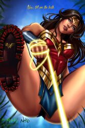 1girls amazon amazonian ass athletic athletic_female bangle bangles black_hair blue_eyes boobs boot boots bracelet bracelets breasts brown_body brown_skin brown_skinned_female butt clothed curvy curvy_body curvy_female curvy_figure curvy_hips dc dc_comics dc_extended_universe dialogue diana_prince dominant dominant_female domination female female_only femdom focus_on_ass gal_gadot grass justice_league_(2017) lasso lasso_of_truth lips long_hair looking_at_viewer marikoneko marikoneko0 muscular muscular_female night night_background pov pov_ass pov_boot solo thick_ass thick_thighs thighs tiara wonder_woman wonder_woman_(dceu) wonder_woman_(gal_gadot) wonder_woman_(series)