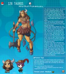 creature_index english_text female_focus hi_res kinkymation nintendo page_128 page_number pokémon_(species) pokedex pokemon pokemon-girl_encyclopedia pokemon_(species) pokemorph pokemusu profile tagme tauros text_box