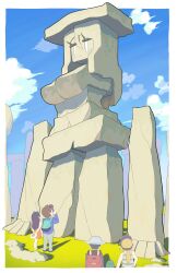 2022 2boys 3girls gashi-gashi humanized mob_face monument outdoors rock stonehenge tagme