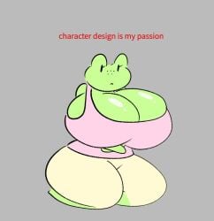 animal big_breasts big_hips big_thighs bubble_butt cleavage curves curvy curvy_body curvy_female curvy_figure curvy_hips design enormous_breasts female female_focus female_only frog frog_girl furry giant_breasts gigantic_breasts green_skin grey_background huge_breasts huge_hips massive_breasts oddly_bally on_knees passion plump_ass plump_breasts round_ass round_breasts round_butt thick thick_legs thick_thighs wide_hips wide_thighs