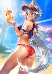 ass female female_focus matsuda_(matsukichi) momiji_inubashiri swimsuit tagme touhou volleyball_net