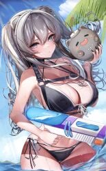 animal_ears big_breasts bikini breasts cleavage fan_mascot_(vtuber) female female_focus female_only hololive hololive_gen_5 hololive_japan lamium_(artist) shishiro_botan solo solo_female ssrb swimsuit tagme virtual_youtuber water_gun