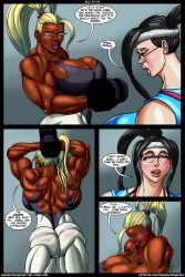 bananacreamcake comic comic_page dark-skinned_female futanari jenna_del_ricci muscular muscular_female sister_inara_kipchumba transmorpher_dds