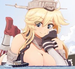 1girls 2022 big_breasts blonde_hair cleavage giantess huge_breasts iowa_(kantai_collection) kantai_collection raps tagme