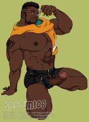 1boy african african_male baptiste bara boner dark-skinned_male dark_skin erect_nipples erect_penis erection hard_on horny kagami06 looking_at_viewer male male_only melanin muscles muscular muscular_male overwatch penis_out posing shirtless_male solo squatting uncensored uncut veiny_penis yaoi