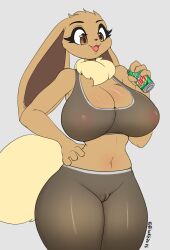 anthro big_breasts blackhiro76 breasts eevee eeveelution female furry kyodashiro mountain_dew open_mouth pokémon_(species) pokemon solo tagme thick_thighs tongue