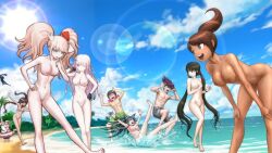 2boys 6girls asahina_aoi beach breasts casual_nudity danganronpa danganronpa:_trigger_happy_havoc danganronpa_1 danganronpa_2:_goodbye_despair danganronpa_s:_ultimate_summer_camp danganronpa_v3 dark-skinned_female dark_skin female fukawa_touko harukawa_maki highres kazuichi_souda kirigiri_kyouko kosine1777 male mioda_ibuki momota_kaito monomi_(danganronpa) mukuro_ikusaba multiple_boys multiple_girls nude_female nude_filter pussy straight_hair super_danganronpa_2 uncensored wallpaper