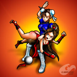 ass chun-li color crossover death_battle el_manto_negro fatal_fury female human king_of_fighters mai_shiranui red_ass spanking street_fighter