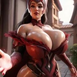 3d ai_generated big_ass big_breasts marvel marvel_comics marvel_rivals ravenomega red_hair scarlet_witch sexy_body sexy_witch sexy_woman solo_female tagme video wanda_maximoff witch