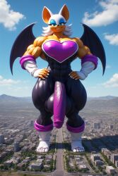 1futa abs ai_generated alternate_universe batwings biceps black_latex_bodysuit blue_eyeshadow city_background eight_pack evil_grin feet fists_clenched full_body futa_only futanari giantess heart_shaped_bra humongous_cock hyper latex_bulge mobian_(species) mobian_bat muscular_anthro muscular_calves muscular_female muscular_legs nipples nipples_visible_through_clothing nude penis rouge_the_bat sega sonic_(series) sonic_the_hedgehog_(series) teal_eyes testicles veiny_penis white_boots white_gloves white_hair