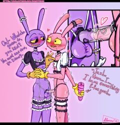2d 2d_(artwork) 2d_artwork 2femboys anthro anthro_only artist_logo bunny bunny_boy chastity chastity_cage chastity_device color evil_jax_(tadc) evil_jax_(the_amazing_digital_circus) femboy feminization frottage frotting glitch_productions glove gloved_hands gloves hornyfudge jax jax_(tadc) jax_(the_amazing_digital_circus) male male_only pink_body pink_skin purple_body purple_skin smiling tadc teeth teeth_showing teeth_visible the_amazing_digital_circus tips_touching watermark yellow_eyes yellow_sclera yellow_teeth