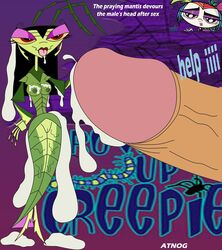 atnog caroleena_creecher creepie_creecher cum cum_on_breasts cum_on_tongue growing_up_creepie milf praying_mantis red_eyes