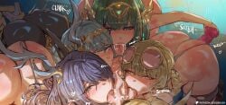 1boy 4girls aether_(genshin_impact) ass ass_grab balls_sucking blonde_hair blowjob dildo double_balls_sucking female female_focus genshin_impact ineffa_(genshin_impact) jahoda_(genshin_impact) large_ass lauma_(genshin_impact) light-skinned_female light_skin looking_at_viewer male male_pov nefer_(genshin_impact) oral oral_sex penis pov robot robot_girl sucking_balls sucking_testicles testicle_sucking thick_ass thick_thighs thighhighs thighs wide_hips zergbrush