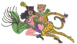 2girls batman_(series) catwoman cheetah_(dc) costume dc_comics female female_only legacy1976 multiple_girls priscilla_rich ripped_clothes ripped_clothing selina_kyle suit wonder_woman_(series)